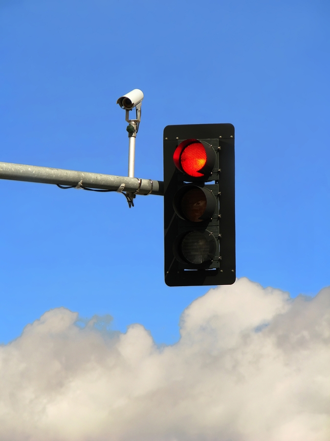 Red Traffic Light And Camera.